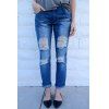 Trendy Mid-Waisted Bodycon Hole Design Women's Jeans - Bleu S