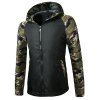 Color Block Camo Spliced Hooded Raglan Sleeve Men's Jacket - Noir 3XL