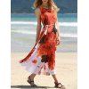 Graceful col rond manches rouge imprimé floral robe de mousseline de soie femmes - Rouge ONE SIZE(FIT SIZE XS TO M)