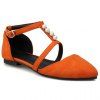 Trendy Suede and Beading Design Women's Flat Shoes - Orange 35