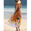 Graceful col rond manches Floral jaune Robe imprimée en mousseline de soie femmes - Jaune ONE SIZE(FIT SIZE XS TO M)