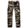 Pantalon Cargo à Coupe Droite et à Plusieurs Poches Motif Camouflage Style Militaire avec Braguette pour Hommes (Épais) - Vert Armée 32