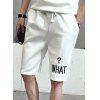 Casual droite Motif Leg Lettre Imprimé Shorts Drawstring Hommes - Blanc 5XL