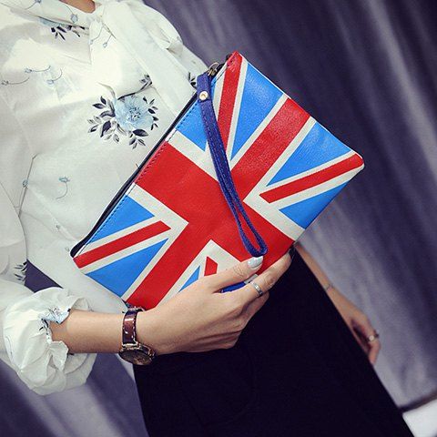 Mode Zipper et Pochette de British Flag Design Femmes - Rouge et blanc et bleu 