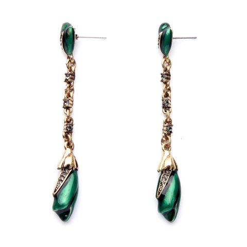 Pair of Graceful Floral Drop Earrings For Women - Vert 