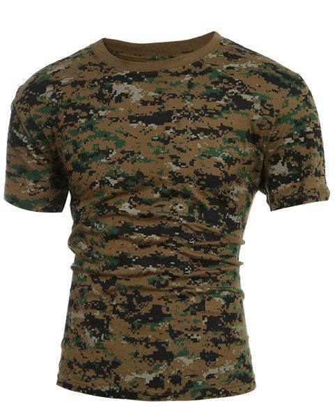 Collier Minceur ronde manches courtes Camo T-shirt pour les hommes - Camouflage XL