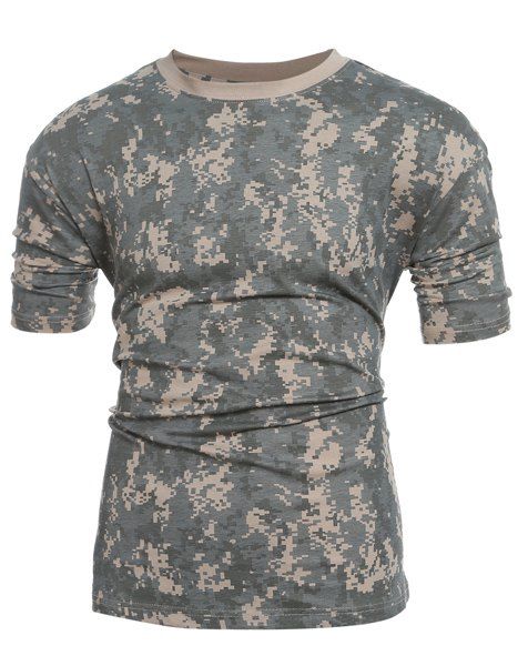 T-shirt col Slim Fit Camo manches courtes ronde pour les hommes - Camouflage M