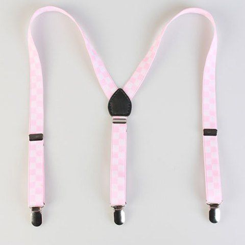 Fashionable All-Match Plaid Pattern Elastic Suspenders For Women - Rose 