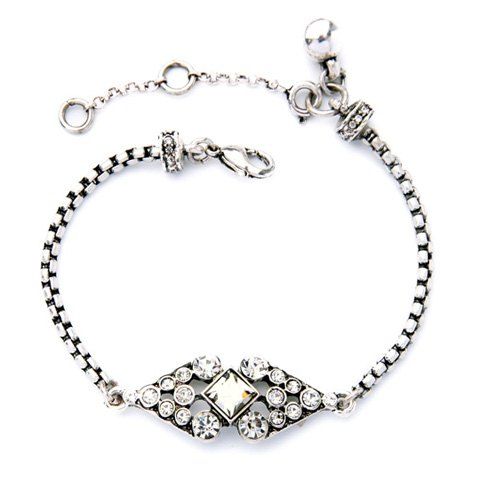 Trendy Faux Crystal Geometric Bracelet For Women - Blanc Argent 