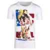 T-shirt col rond Modish étoiles motif imprimé du corps à manches courtes hommes - Blanc M