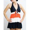 Cute Halterneck Color Block Bowtie Embellished  Swimwear For Women - Comme Photo M