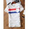 T-shirt One Patch Pocket Stripes Motif col rond manches courtes hommes - Blanc 3XL