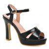Stylish Chunky Heel and Solid Colour Design Women's Sandals - Noir 35