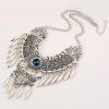 Superbe Gem artificielle Collier ovale pour les femmes - Argent et Bleu 