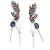 Pair of Trendy Faux Pearl Feather Shape Earrings For Women - Argent 