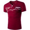 T-shirt Faux Deux Pièces à Lettre à Col Rond à Manches Courtes Pour Homme - Rouge XL