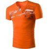 T-shirt Faux Deux Pièces à Lettre à Col Rond à Manches Courtes Pour Homme - Orange XL