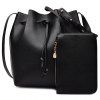 Casual Solid Color and String Design Women's Crossbody Bag - BLACK 
