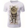 T-shirt col rond Modish 3D Skull Guns Motif hommes à manches courtes - Blanc M