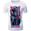T-shirt col rond Modish Motif diable 3D hommes à manches courtes - Blanc 2XL