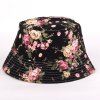 Chic Rose and Leaf Pattern Flat Top Women's Black Bucket Hat - Noir 