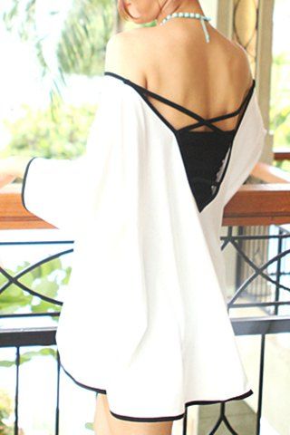 Col V femmes élégantes Backless ample Cover-Up - Blanc ONE SIZE(FIT SIZE XS TO M)