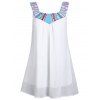 Stylish Square Neck Sleeveless  Loose-Fitting Printed Chiffon Dress For Women - Blanc L