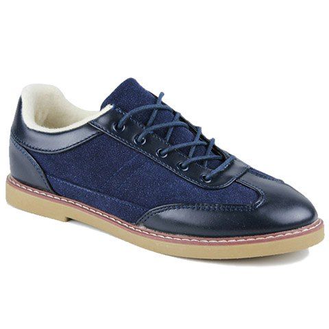 Stylish Splicing and Stitching Design Men's Casual Shoes - Bleu 39