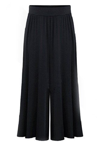 Pantalon large Jambe Bleu Capri de femmes élégantes - Noir XL