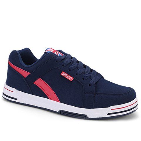Stylish Lace-Up and Colour Matching Design Men's Casual Shoes - Bleu 44