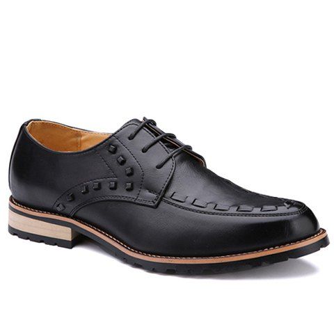 Trendy Solid Colour and Rivets Design Men's Formal Shoes - Noir 40