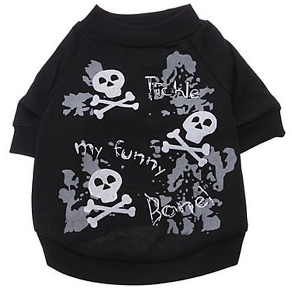 Élégant Pet Supplies T-shirt Crâne et Lettre Motif Noir Puppy Vêtements - Noir L