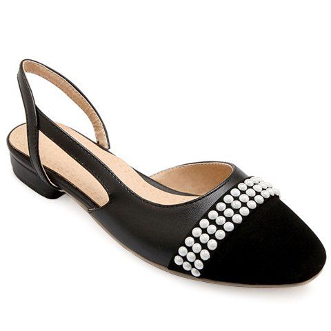 Mode Couleur Noir et chaussures plates de Square Toe Design Femmes - Noir 39