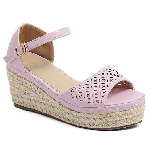 Elegant Hollow Out and Weaving Design Women's Sandals - Rose 39