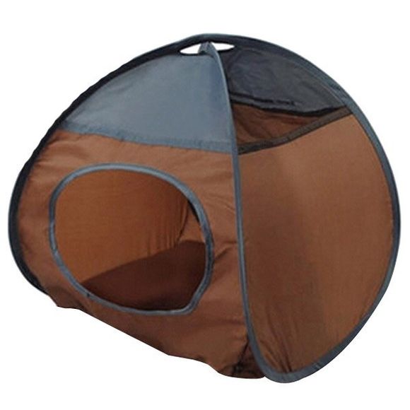 Haute Qualité Solide Couleur Pliable Imperméable Tente Cat Durable - Brun 