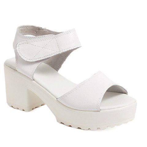 Casual Peep Toe and Chunky Heel Design Women's Sandals - WHITE 37