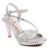 Stylish Rhinestones and Sequined Cloth Design Women's Sandals - Argent 36