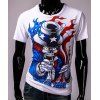 T-shirt 3D Imprimé Clown Diable Col Rond Manches Courtes Hommes - Blanc M