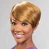 Ladylike Short Straight Capless Fashion Golden Side Bang Synthetic Wig For Women - d'or 