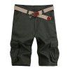 Short Cargo de Couleur Unie à Coupe Droite Poches en Patch avec Braguette pour Hommes - Vert Armée 33