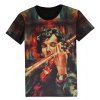 Trendy Round Neck 3D Violinist Pattern Short Sleeve Men's T-Shirt - multicolore M