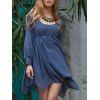 Elegant Scoop Neck Long Sleeve Solid Color Cold Shoulder Women's Dress - Bleu Violet L