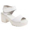 Casual peep toe et talon Chunky Les Sandales de design femme - Blanc 38