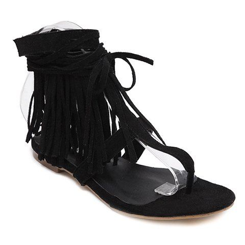 Fringe Casual et Sandales à lacets design femme - Noir 38