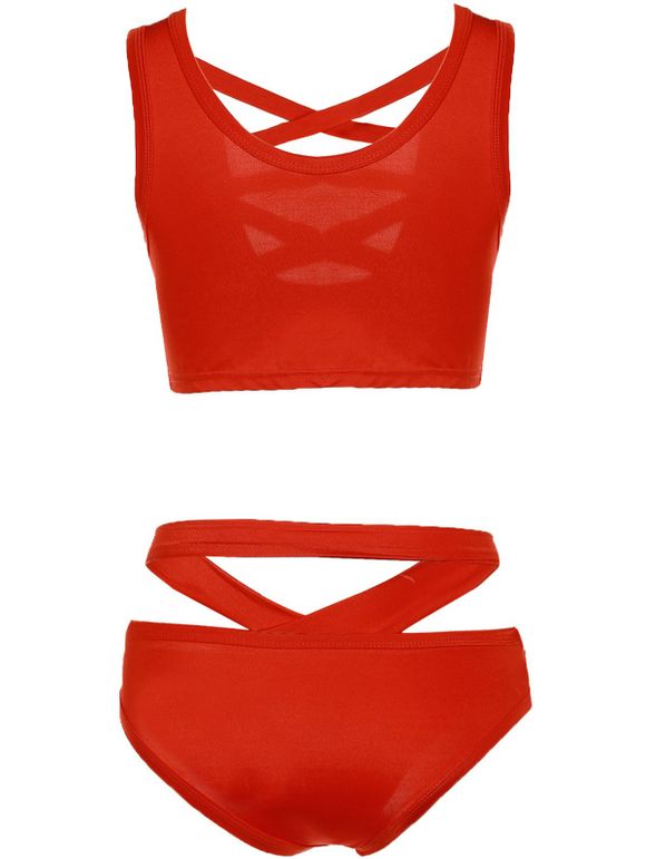 Trendy pur creux Couleur Out Bikini pour les femmes - Rouge S