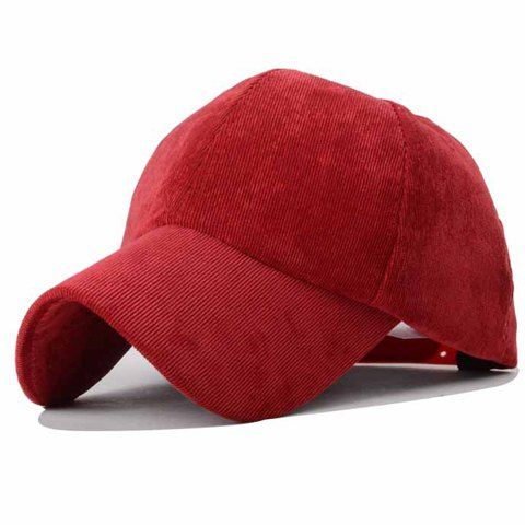 Trendy Solid Color Corduroy Baseball Hat - Rouge vineux 