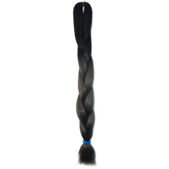 Extension de Cheveux Synthétique Tressée Grise et Noire Dégradation Longue Résistant à La Chaleur Sans Bonnet pour Femme - Noir et Gris 