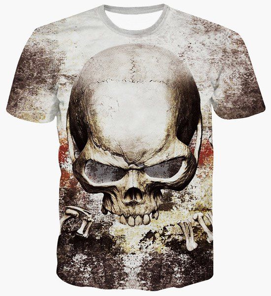 Pull Skull Fashion Impression T-shirt pour les hommes - multicolore S