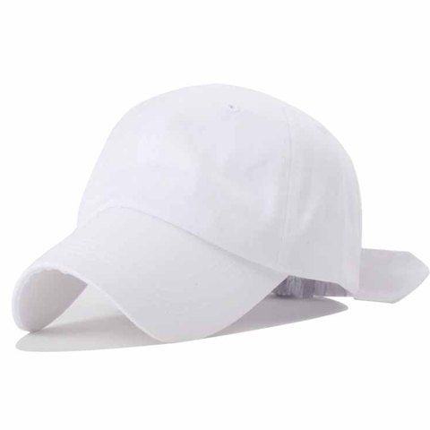 Trendy Bowknot Decorated Solid Color Baseball Hat For Women - Blanc 
