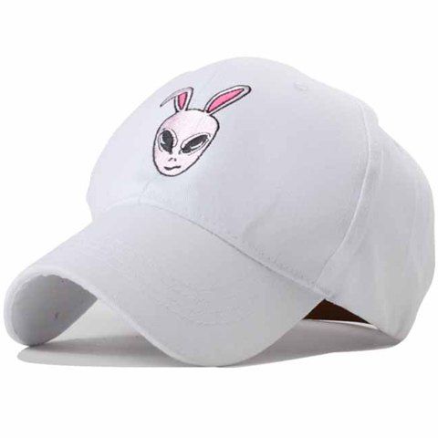 Chic Cartoon Rabbit Head Embroidery Women's Baseball Cap - Blanc 